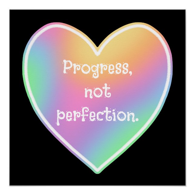 Progress Not Perfection Rainbow Poster (Front)