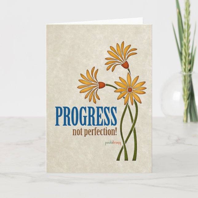 Progress, not perfection! (recovery quote) card (Front)