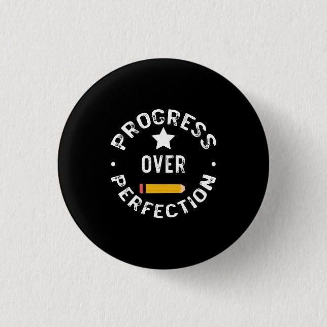 Progress Over Perfection Back To School Teacher 3 Cm Round Badge (Front)