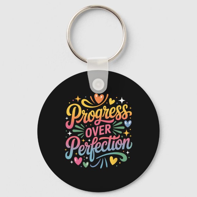 Progress Over Perfection Back To School Teachers E Key Ring (Front)