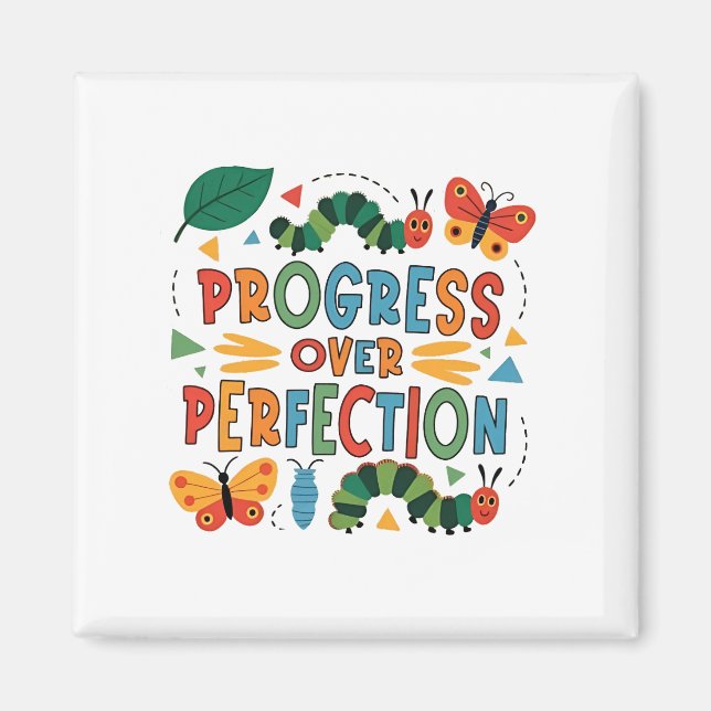 Progress Over Perfection Kndergarten Bugs Magnet (Front)