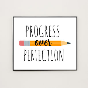 Progress Over Perfection Motivational Classroom Poster
