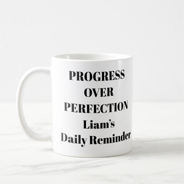 Progress Over Perfection Motivational Mug (Left)