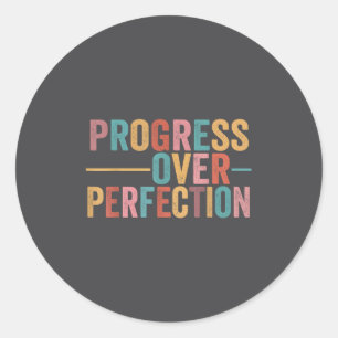 Progress Over Perfection Motivational Teacher Retr Classic Round Sticker