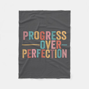 Progress Over Perfection Motivational Teacher Retr Fleece Blanket