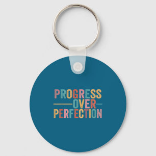 Progress Over Perfection Motivational Teacher Retr Key Ring