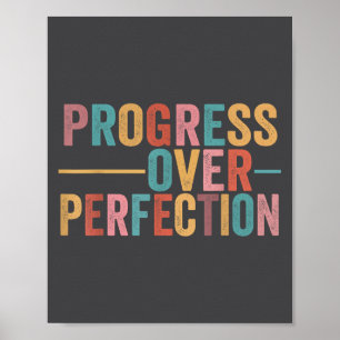 Progress Over Perfection Motivational Teacher Retr Poster