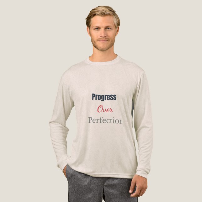 Progress Over Perfection – Motivational Typography Tri-Blend Shirt (Full Front)