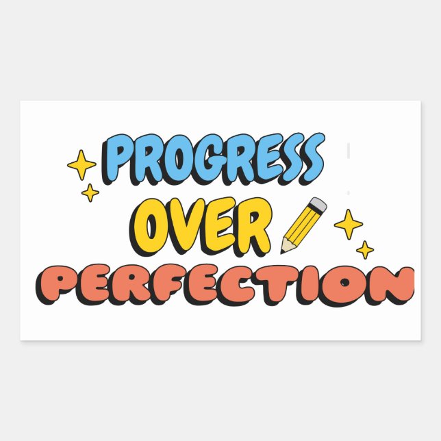 progress over perfection teacher student rectangular sticker (Front)