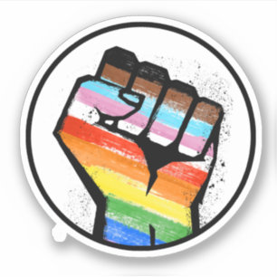 Progress Pride Fist Circle Sticker