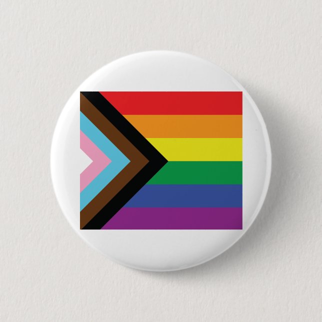 Progress Pride Flag 6 Cm Round Badge (Front)