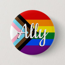 Progress Pride Flag Ally Button