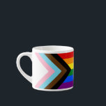 Progress Pride Flag Espresso Cup<br><div class="desc">The Progress Pride Flag has five additional arrow-shaped lines. It includes black and brown stripes to represent marginalized LGBTQ communities of color, along with the colors pink, light blue and white, which are used on the Transgender Pride Flag.</div>