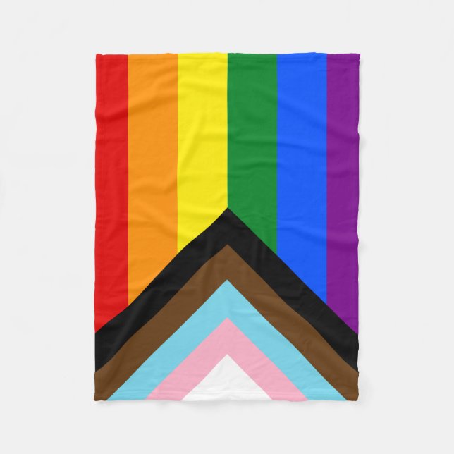 Progress Pride Flag Fleece Blanket (Front)
