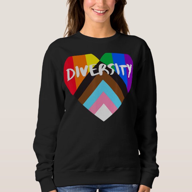 Progress Pride Flag Heart Inclusivity  Diversity 1 Sweatshirt (Front)