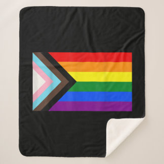 Progress Pride Flag LGBT T-Shirt Sherpa Blanket