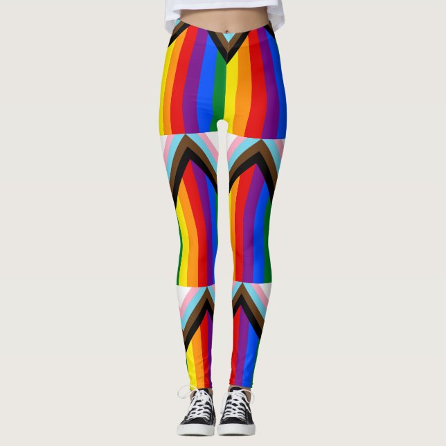 Progress Pride Flag LGBTQ+ Leggings (Front)