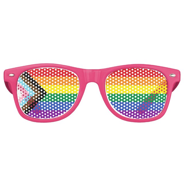 Progress Pride Flag Pink Retro Party Sunglasses (Front)