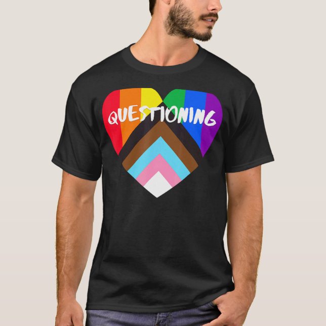 Progress Pride Heart Flag  Questioning T-Shirt (Front)