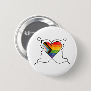 Progress Pride Heart Line Art 6 Cm Round Badge