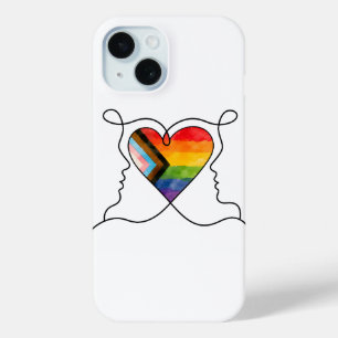 Progress Pride Heart Line Art iPhone 15 Case