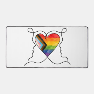 Progress Pride Heart Line Art Desk Mat
