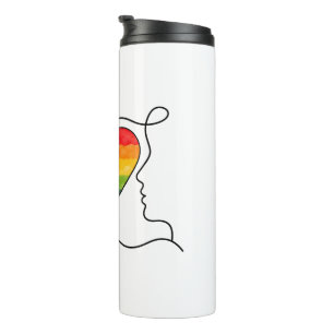 Progress Pride Heart Line Art Thermal Tumbler
