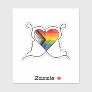 Progress Pride Heart Line Art Vinyl