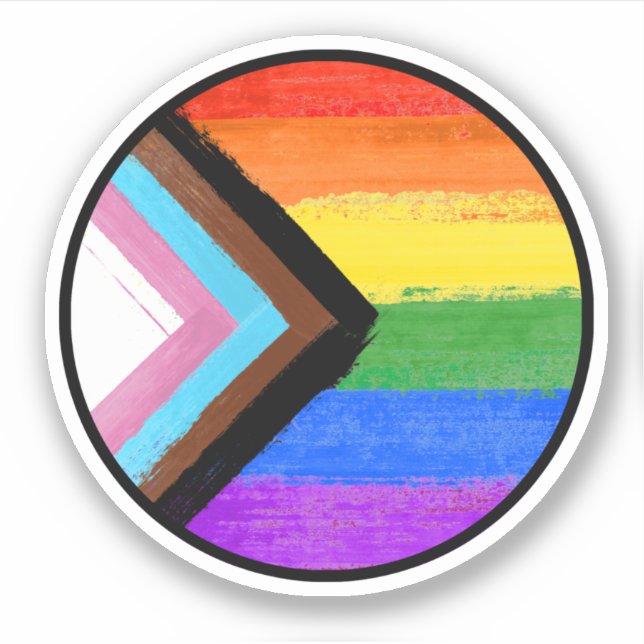 Progress Pride Painted Circle Sticker (Front)
