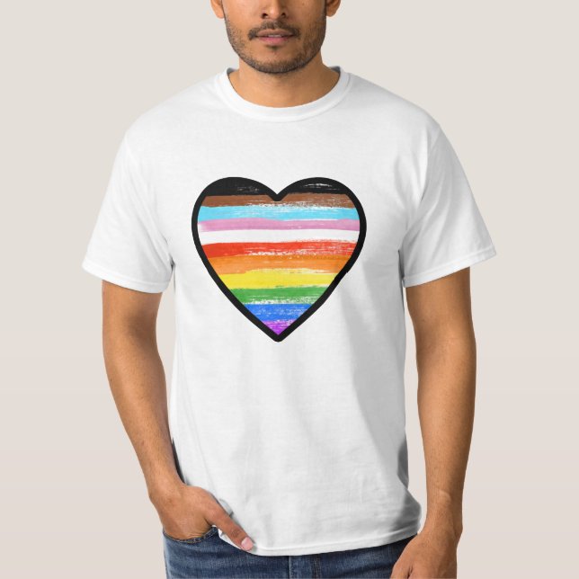 Progress Pride Painted Heart T-Shirt (Front)