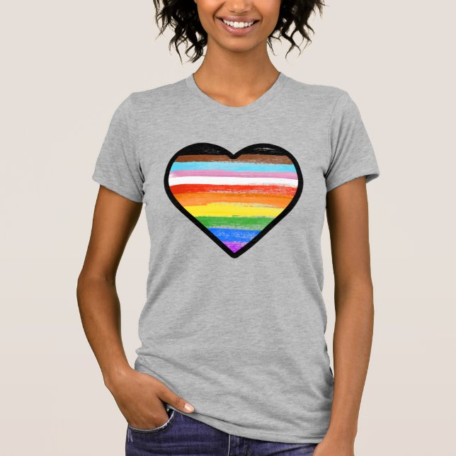 Progress Pride Painted Heart T-Shirt (Front)
