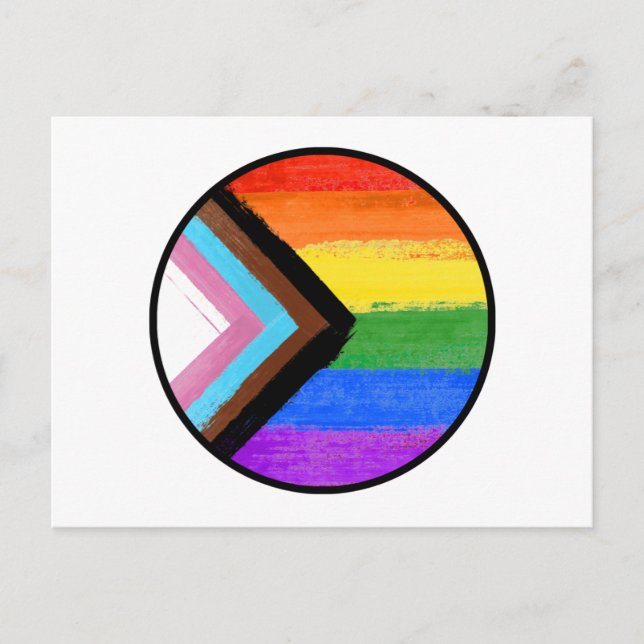 Progress Pride Stripes Painted Button Postcard (Front)