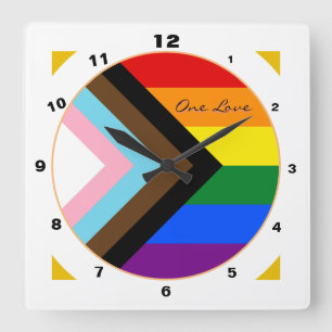 Progress Rainbow flag Modern Home / Pride colours Square Wall Clock