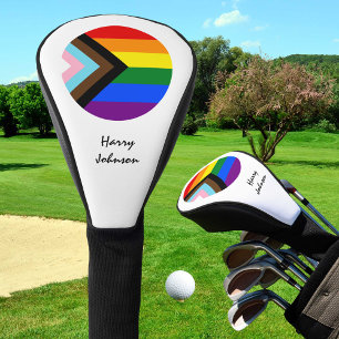 Progress Rainbow Flag & Pride, monogrammed / LGBTQ Golf Head Cover