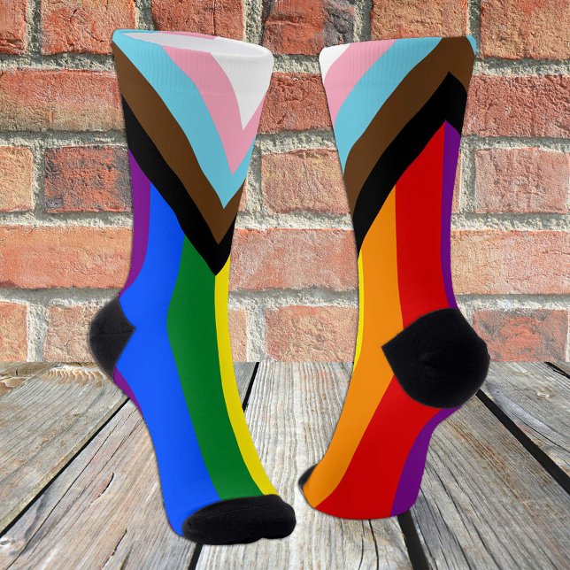Progress Rainbow Flag Socks, LGBTQ & Pride Socks (Creator Uploaded)