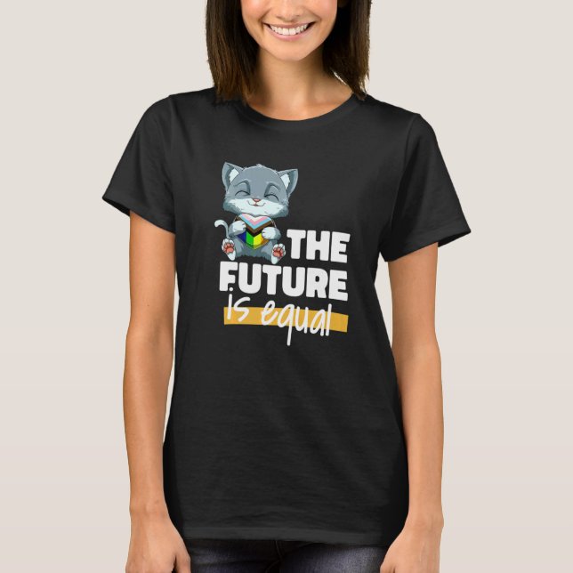 Progressiv Pride Cat Transgender Genderqueer T-Shirt (Front)