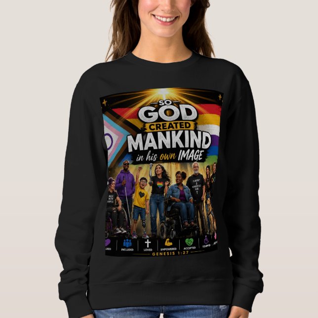 Progressive Christian Diversity & Inclusion Script Sweatshirt (Front)
