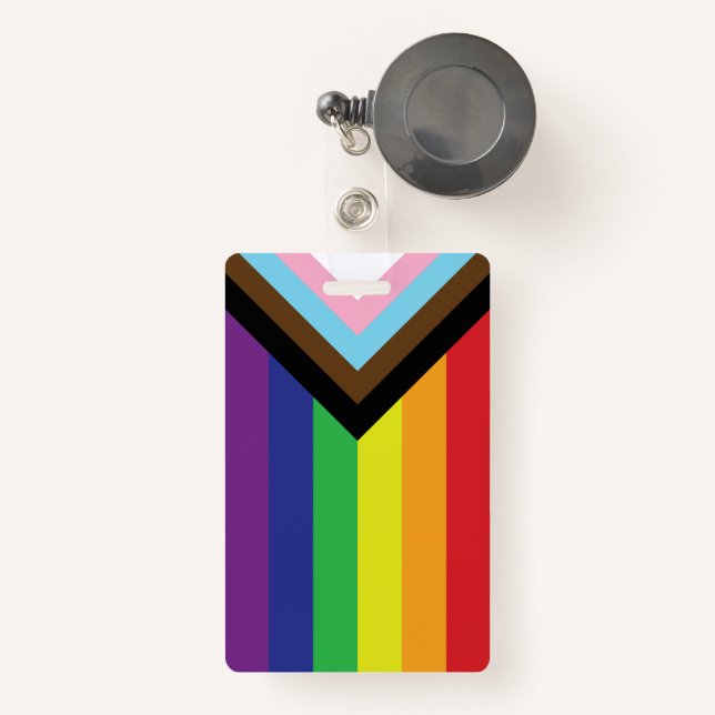 Progressive LGBTQIA Flag ID Badge (Front with Retractable)