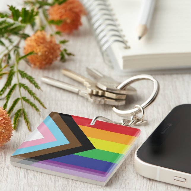 Progressive LGBTQIA Flag Key Ring (Front Right)