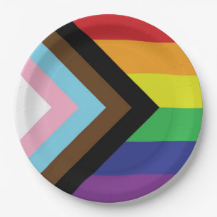 Progressive LGBTQIA Flag Paper Plate