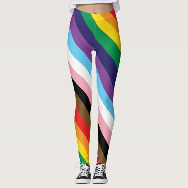 Progressive Pride Rainbow LGBTQ+  Leggings (Front)