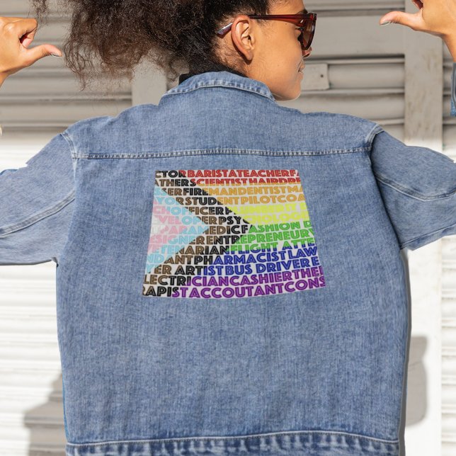 Progressive Rainbow Flag LGBT Gay Script Denim Jacket (Creator Uploaded)