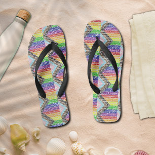 Progressive Rainbow Flag LGBT Gay Script Jandals