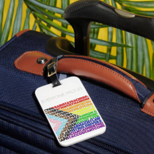 Progressive Rainbow Flag LGBT Gay Script Luggage Tag