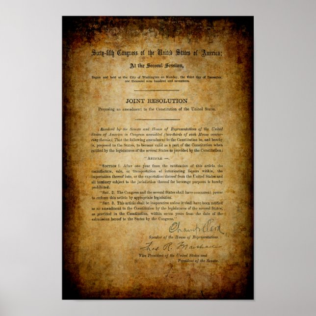 PROHIBITION 18th AMENDMENT Poster (Front)