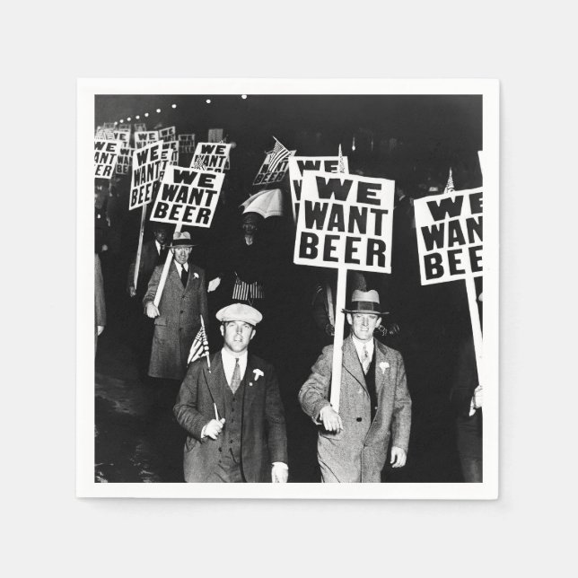 Prohibition Beer Protest 1950's Vintage Photograph Napkin (Front)