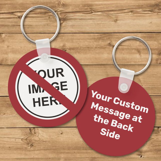 Prohibition Circle Sign with Custom Text and Image Key Ring (Creator Uploaded)