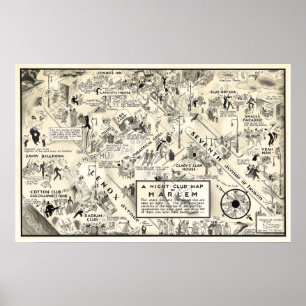 PROHIBITION HARLEM NIGHTLIFE MAP 1926 POSTER