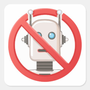 Prohibition sign of using artificial intelligence square sticker