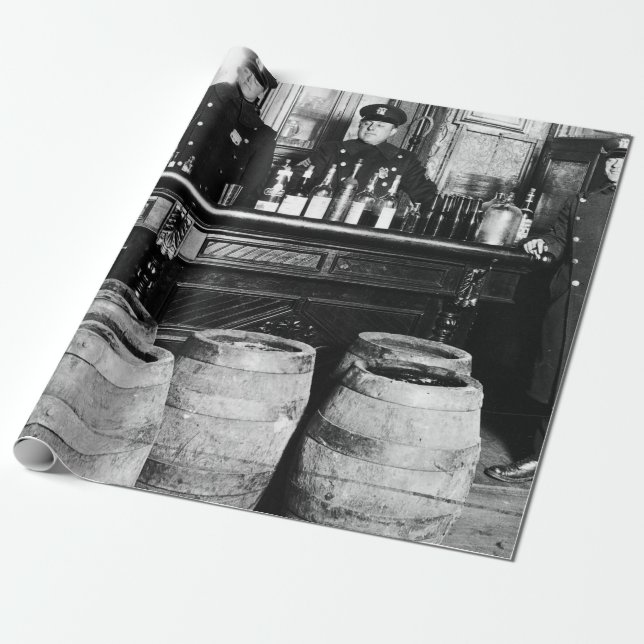 Prohibition - Speakeasy Police Raid Bootlegger - M Wrapping Paper (Unrolled)